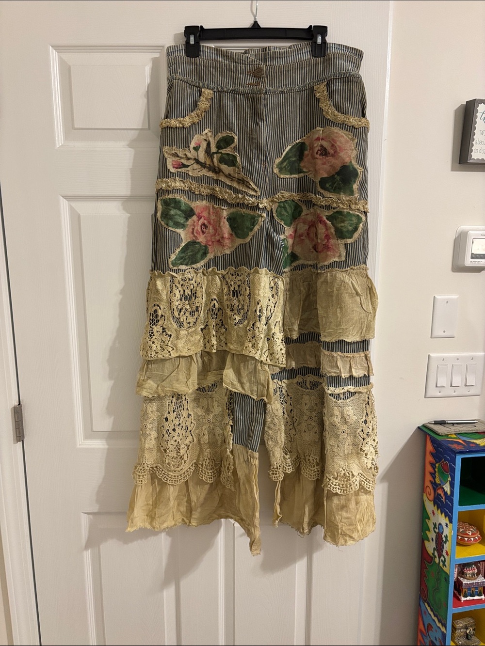 Floral Patchwork Lace pants Yellow & Green